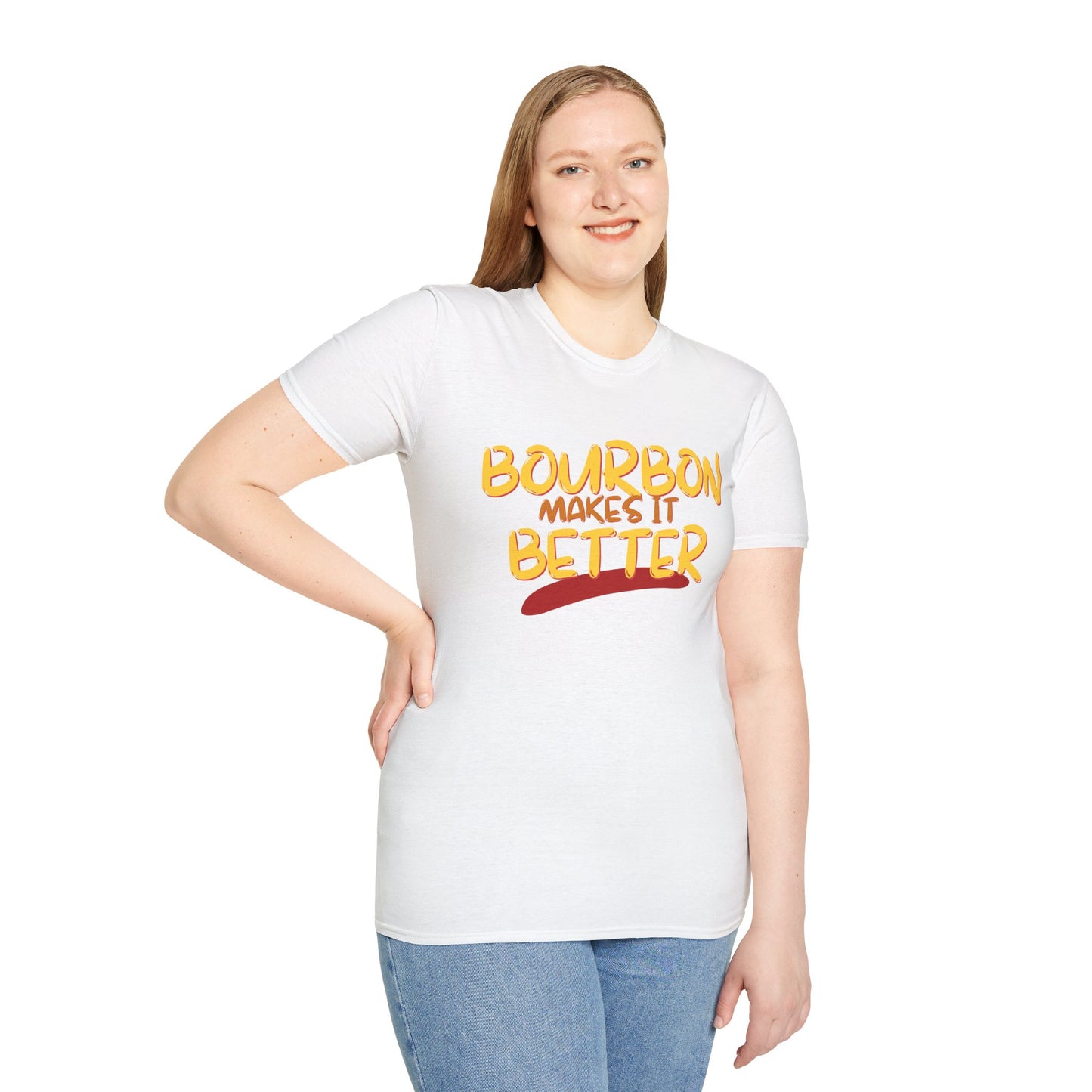 Bourbon makes it better Light colors Unisex T-Shirt by theGreenDragonTavern.shop
