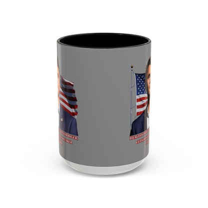 Charlie Kirk, Healthy Debate Grey Accent Mug by theGreenDragonTavern.shop