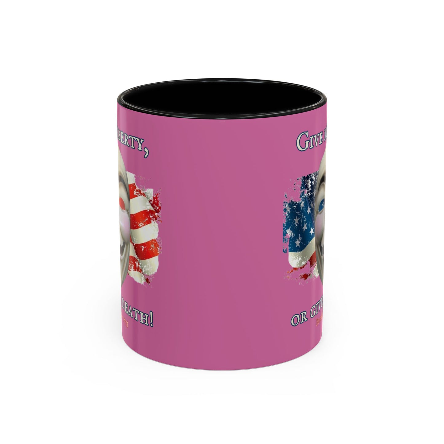 Vendetta, "Give me liberty, or give me death!" Pink Accent Mug by theGreenDragonTavern.shop