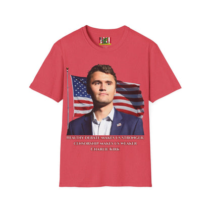 Charlie Kirk, Healthy Debate Light colors Unisex T-Shirt by theGreenDragonTavern.shop