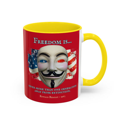 Ronald Reagan Freedom Vendetta Red Accent Mug by theGreenDragonTavern.shop