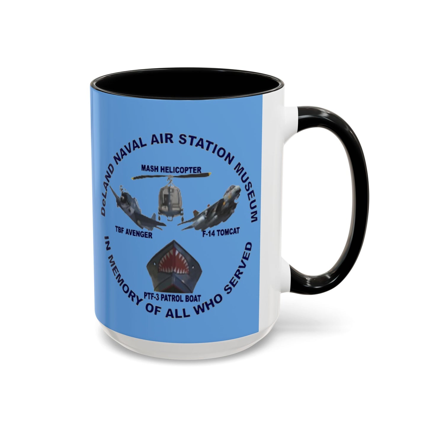 DNASM 2-sided, Founding & Student Art Light Blue Accent Mug by theGreenDragonTavern.shop