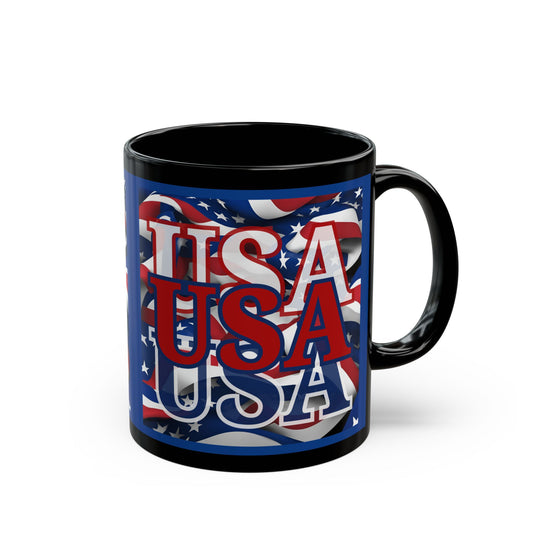 USA Red font Center Patriot Blue Mug by theGreenDragonTavern.shop