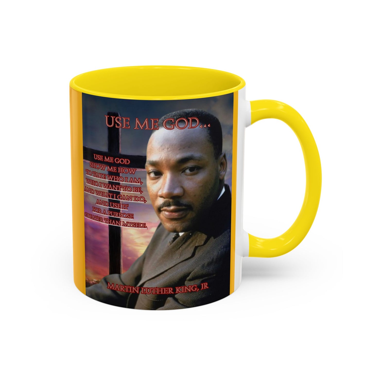 Use Me God, MLK Jr Yellow Accent Mug by theGreenDragonTavern.shop