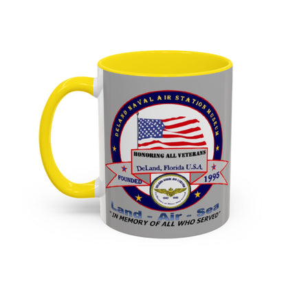DNASM 2-sided, Founding & Student Art Light Grey Accent Mug by theGreenDragonTavern.shop