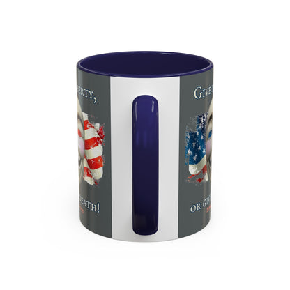 Vendetta, "Give me liberty, or give me death!" Grey Accent Mug by theGreenDragonTavern.shop