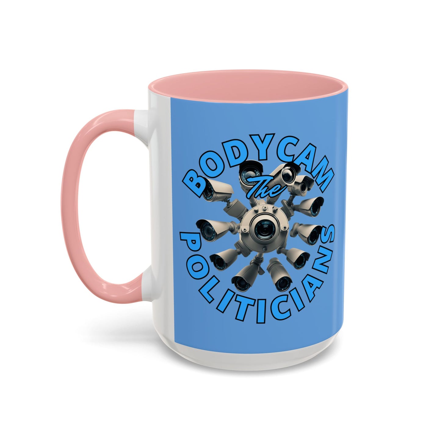 Bodycam the Politicians Cameras Blue Accent Mug by theGreenDragonTavern.shop