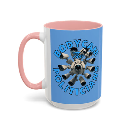 Bodycam the Politicians Cameras Blue Accent Mug by theGreenDragonTavern.shop