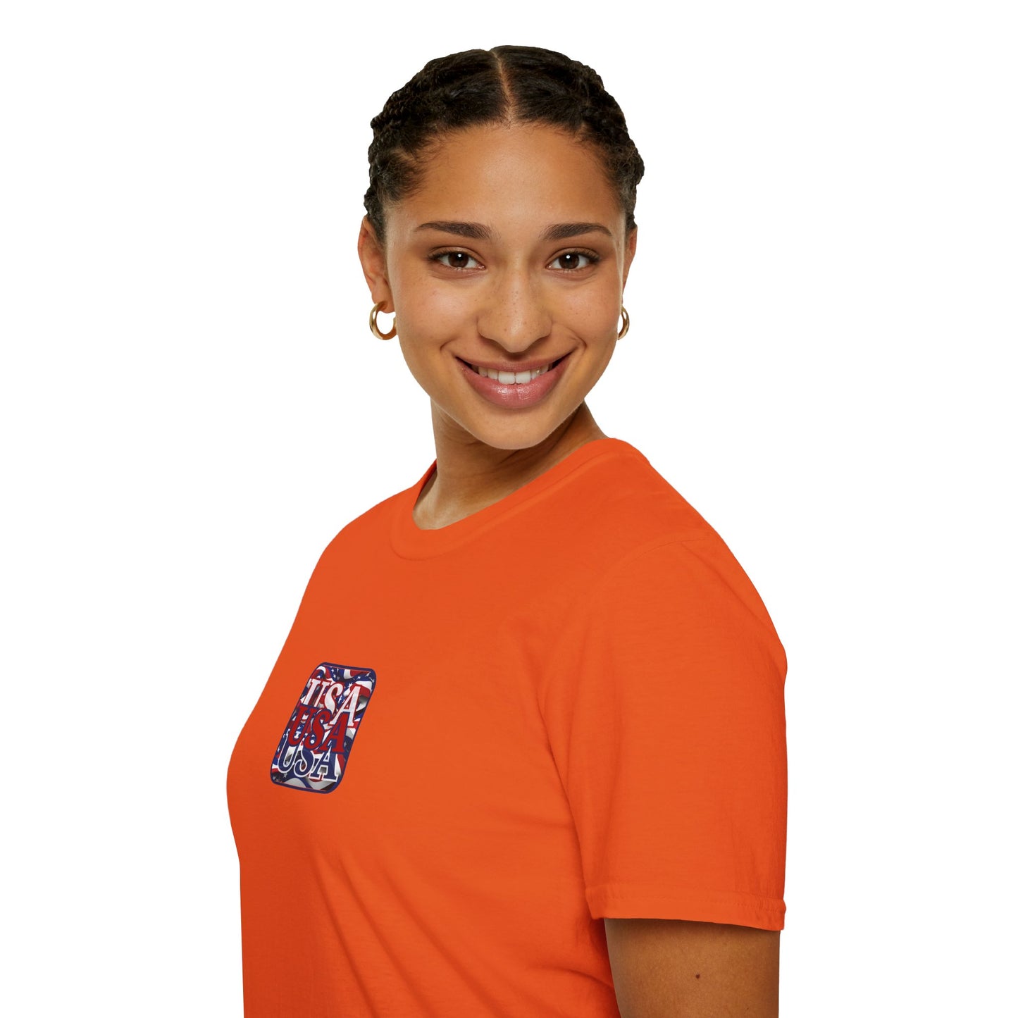 2-sided, RED White and Blue USA Patriot Light colors Unisex T-Shirt by theGreenDragonTavern.shop