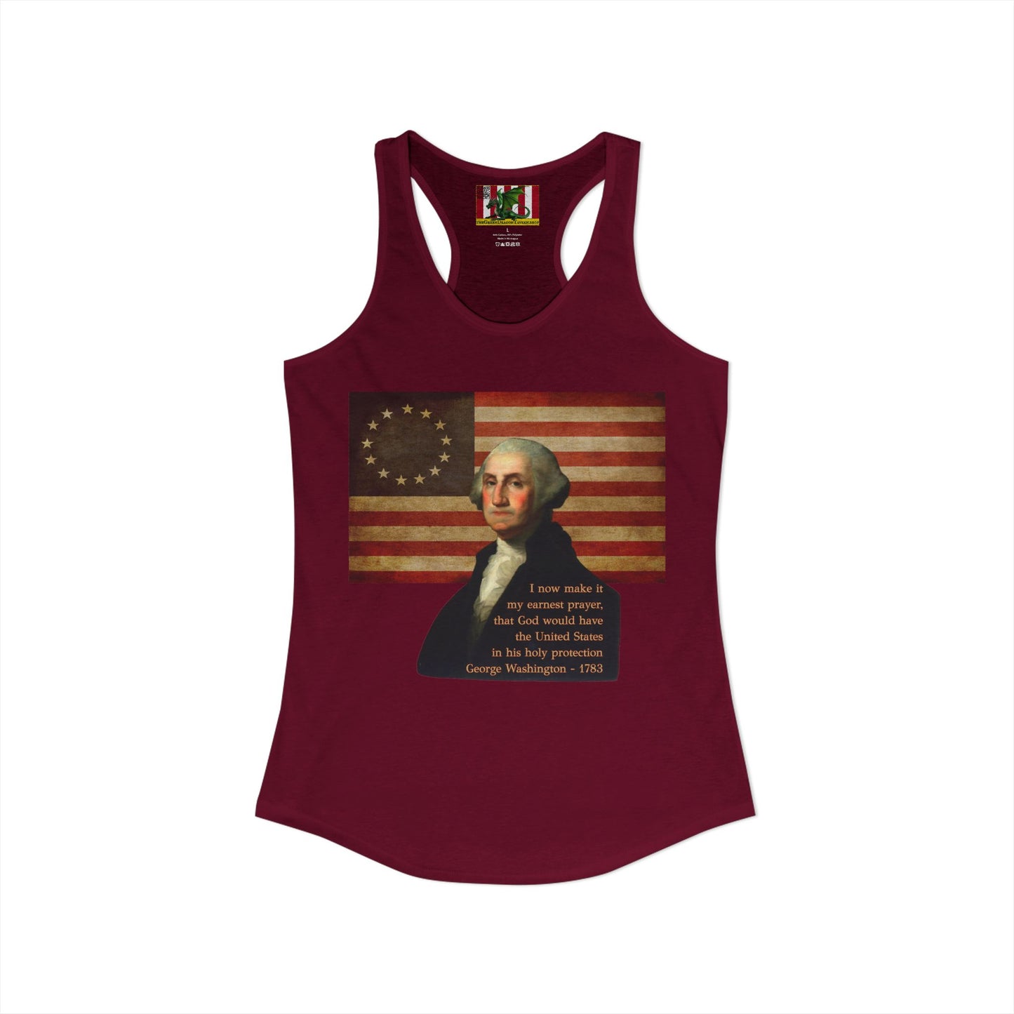 Washington's Earnest Prayer Women's Racerback Tank Top by theGreenDragonTavern.shop