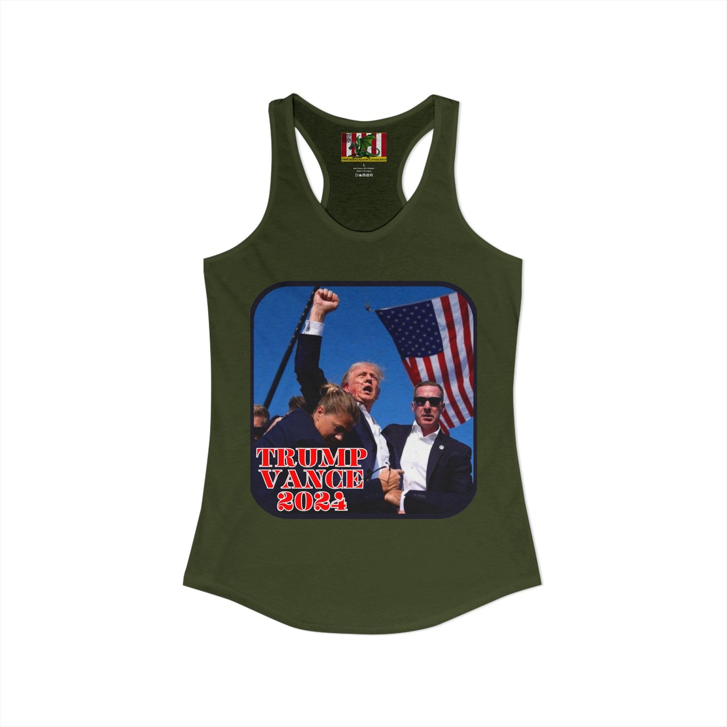 Trump and Vance 2024 Women's Racerback Tank Top by theGreenDragonTavern.shop