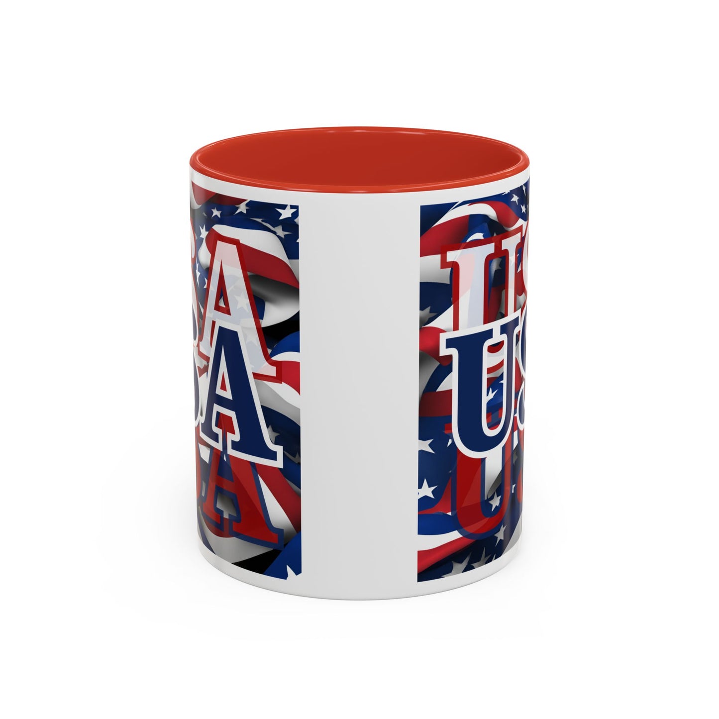 USA Blue font Center Patriot White Accent Mug by theGreenDragonTavern.shop