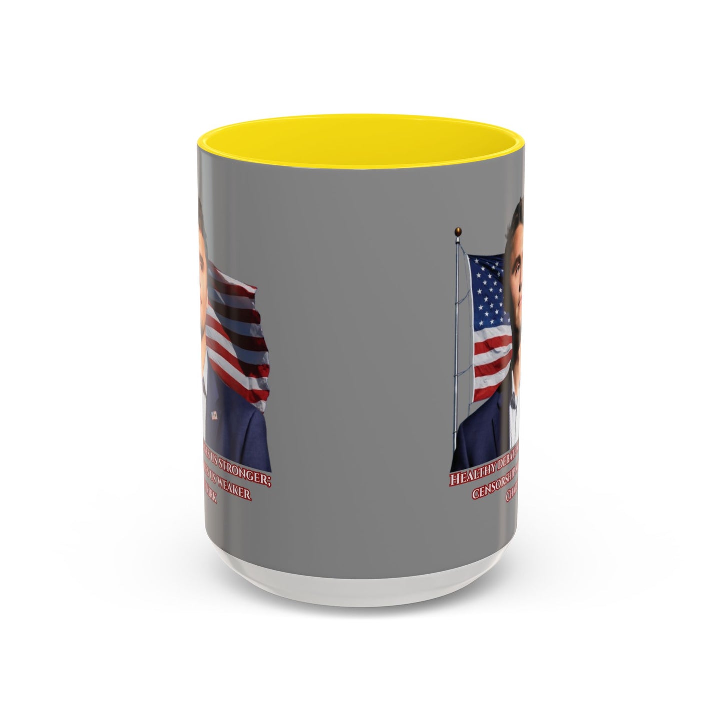 Charlie Kirk, Healthy Debate Grey Accent Mug by theGreenDragonTavern.shop