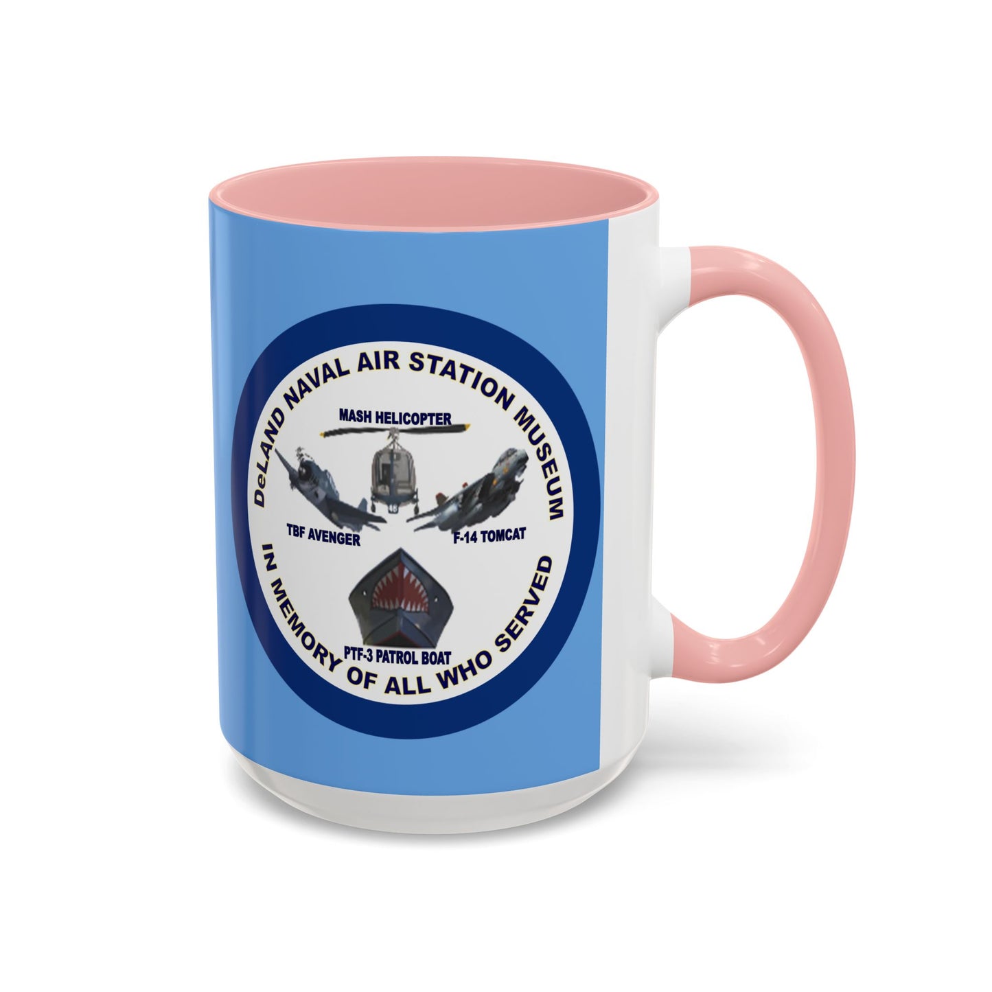 DNASM 2-sided, Founding & Student Art w/Navy Ring Light Blue Accent Mug by theGreenDragonTavern.shop