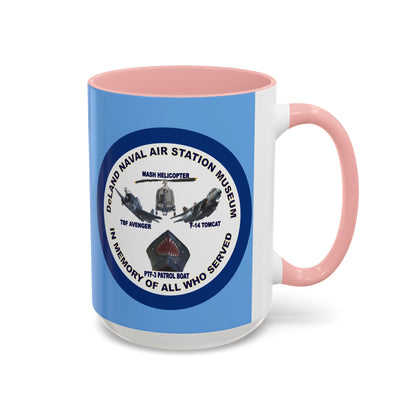 DNASM 2-sided, Founding & Student Art w/Navy Ring Light Blue Accent Mug by theGreenDragonTavern.shop