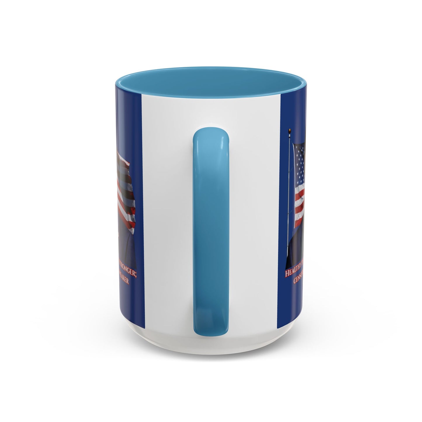 Charlie Kirk, Healthy Debate Blue Accent Mug by theGreenDragonTavern.shop