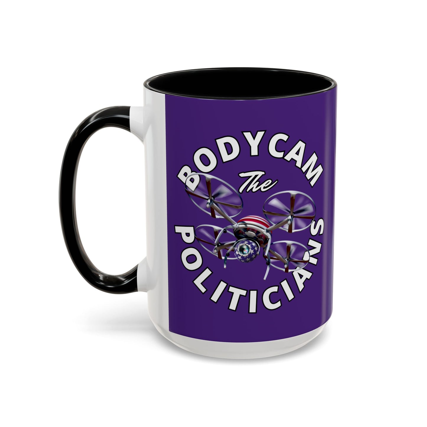 Bodycam the Politicians Drone Dark Purple Accent Mug by theGreenDragonTavern.shop