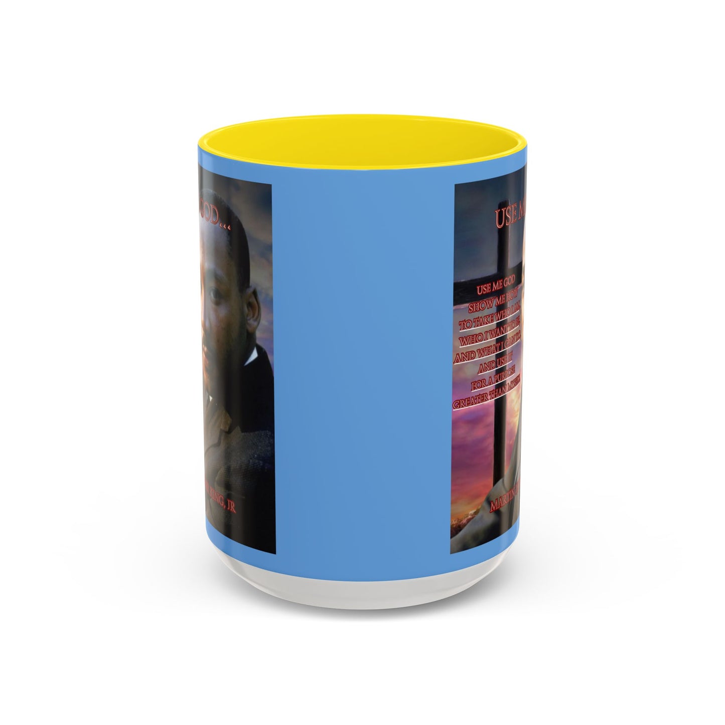 Use Me God, MLK Jr Blue Accent Mug by theGreenDragonTavern.shop
