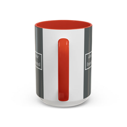 don't assume your freedoms are assured White font Grey Accent Mug by theGreenDragonTavern.shop