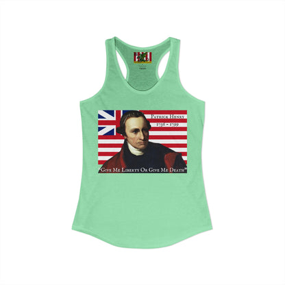 Patrick Henry Women's Racerback Tank Top by theGreenDragonTavern.shop