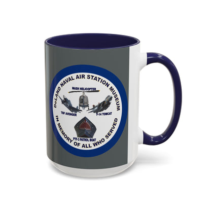 DNASM 2-sided, Founding & Student Art w/Navy Ring Grey Accent Mug by theGreenDragonTavern.shop