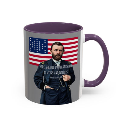 "Traitors and Patriots" Ulysses Grant Grey Accent Mug by theGreenDragonTavern.shop