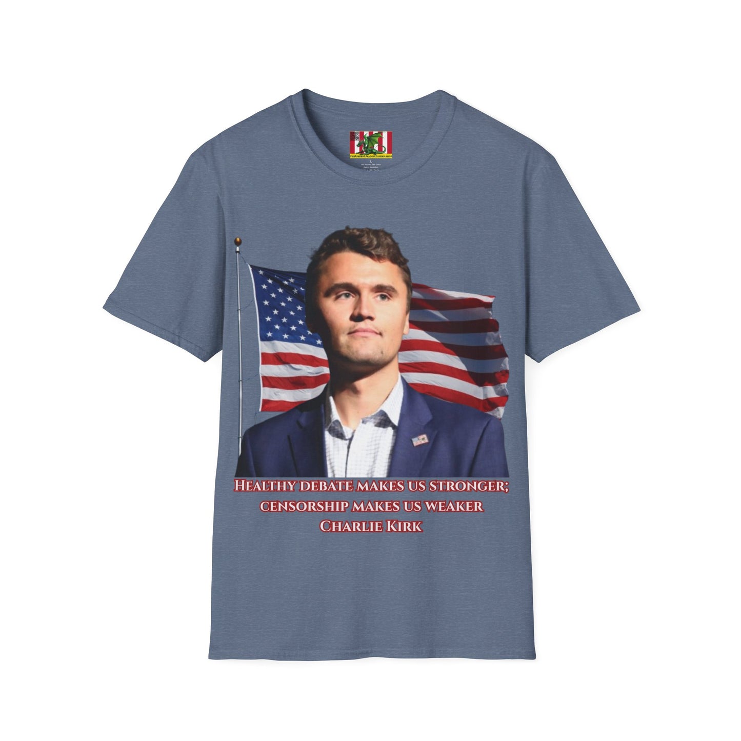 Charlie Kirk, Healthy Debate Dark colors Unisex T-Shirt by theGreenDragonTavern.shop