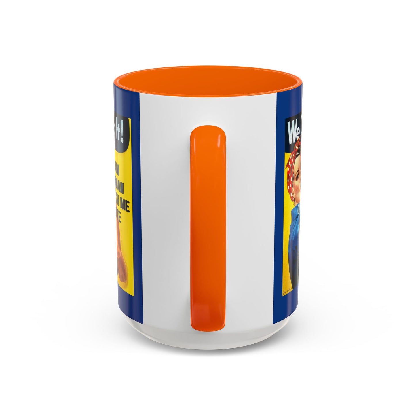 I Am Woman Watch Me Vote Rosie Dark Blue Accent Mug by theGreenDragonTavern.shop