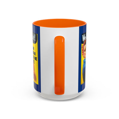 I Am Woman Watch Me Vote Rosie Dark Blue Accent Mug by theGreenDragonTavern.shop