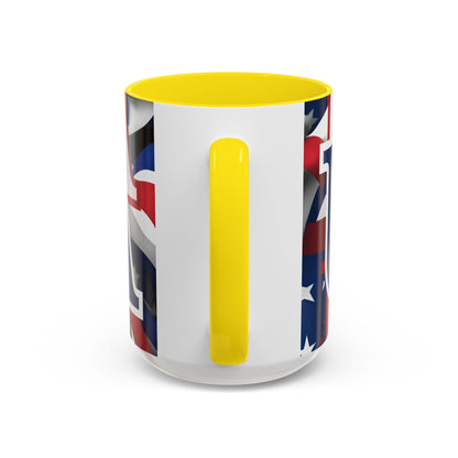 USA! USA! USA Blue font Patriot Red Accent Mug by theGreenDragonTavern.shop