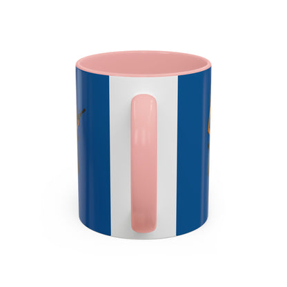 Hula Girl Packin' Heat Dark Blue Accent Mug by theGreenDragonTavern.shop