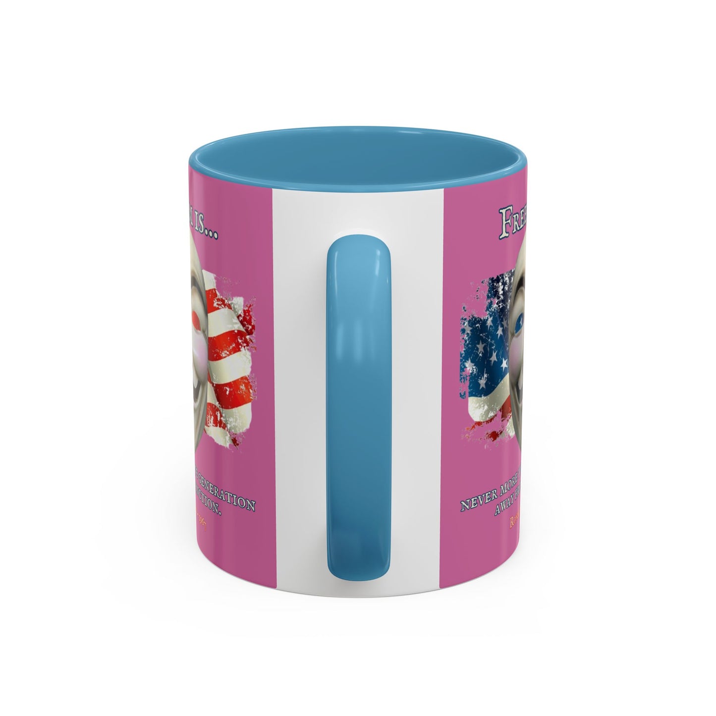 Ronald Reagan Freedom Vendetta Pink Accent Mug by theGreenDragonTavern.shop