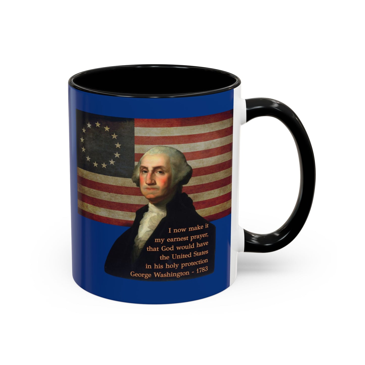 Washington's Earnest Prayer Dark Blue Accent Mug by theGreenDragonTavern.shop