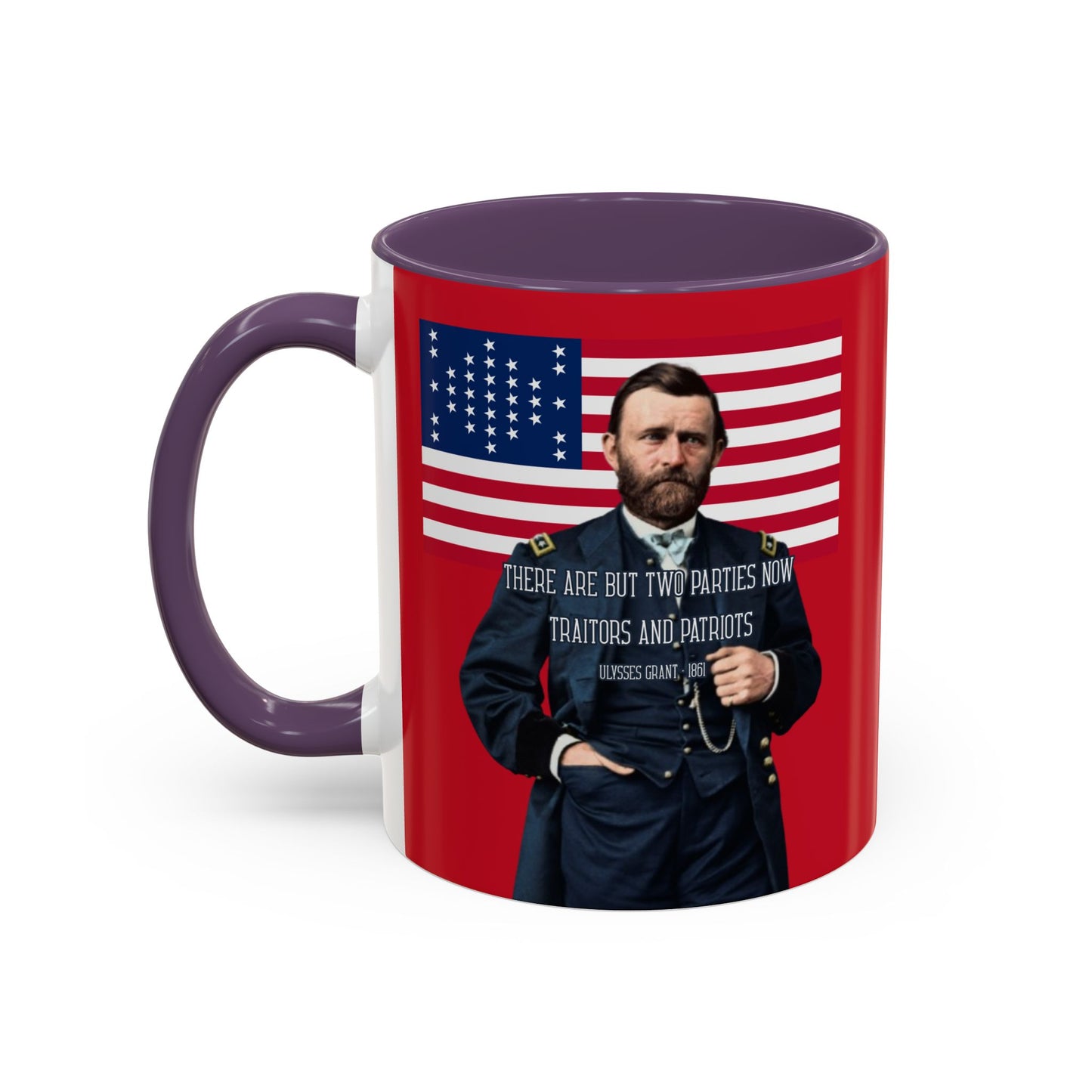 "Traitors and Patriots" Ulysses Grant Red Accent Mug by theGreenDragonTavern.shop