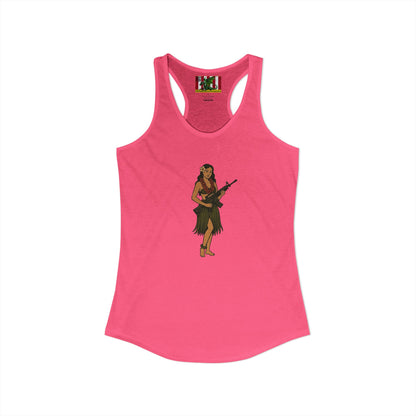 Hula Girl Packin' Heat Women's Racerback Tank Top by theGreenDragonTavern.shop