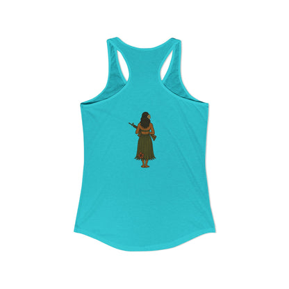 2-sided, Hula Girl Packin' Heat Women's Racerback Tank Top by theGreenDragonTavern.shop