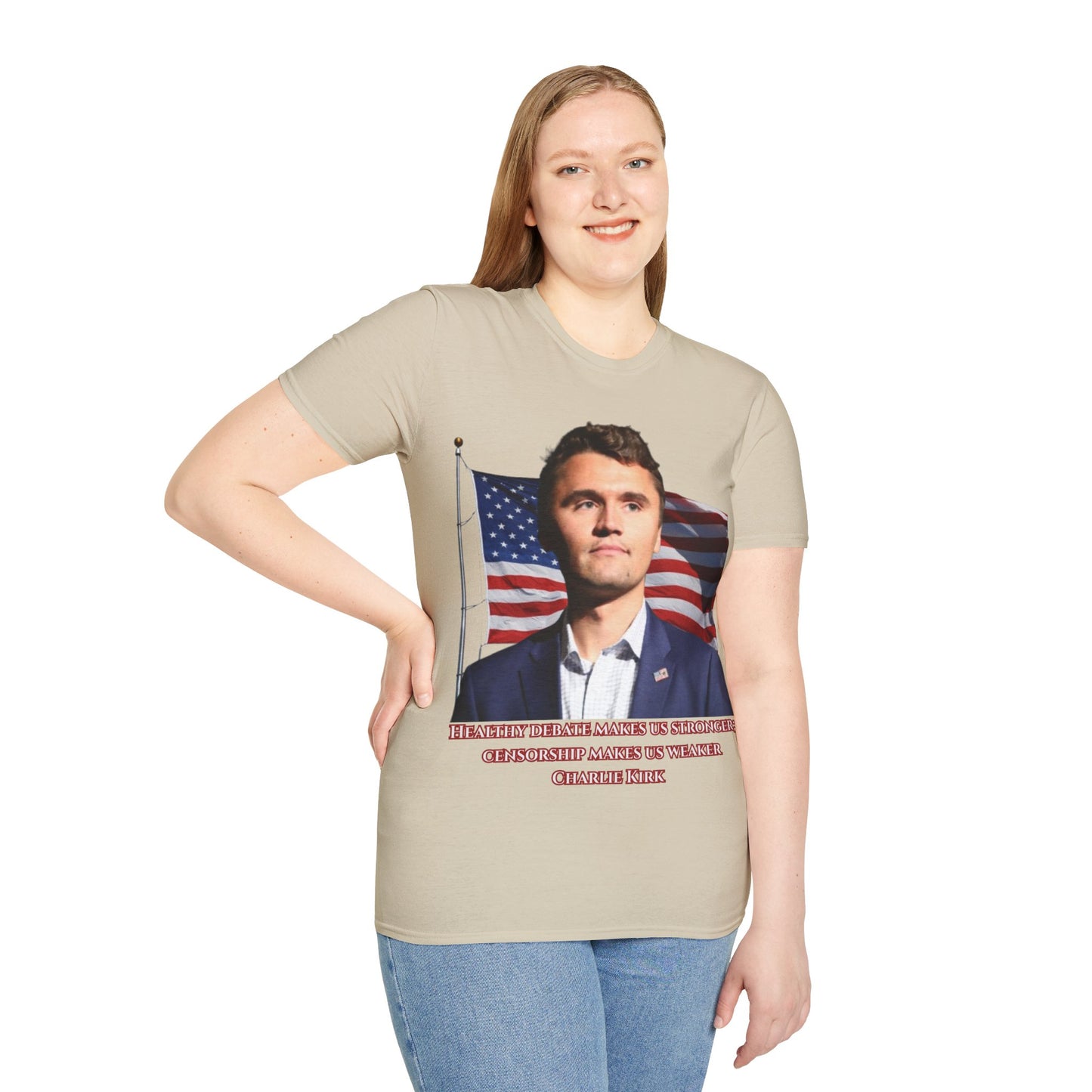 Charlie Kirk, Healthy Debate Light colors Unisex T-Shirt by theGreenDragonTavern.shop