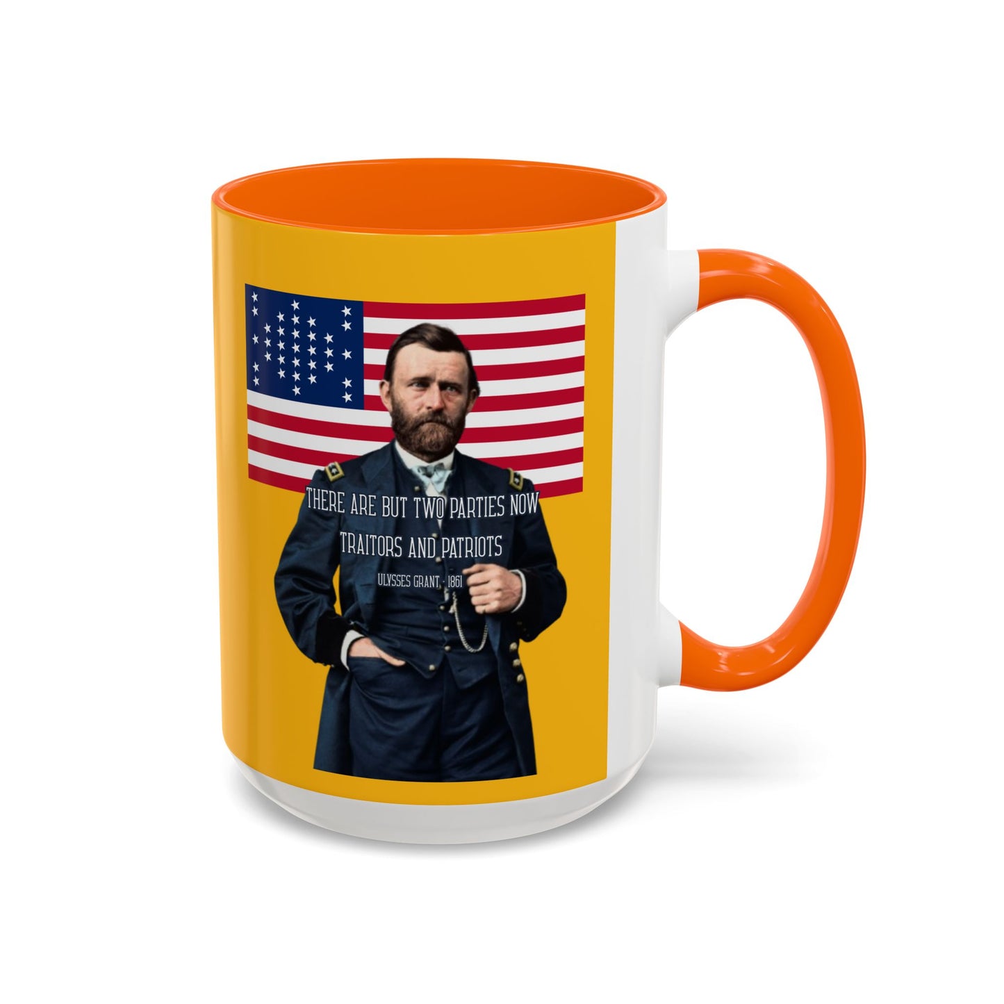 "Traitors and Patriots" Ulysses Grant Yellow Accent Mug by theGreenDragonTavern.shop