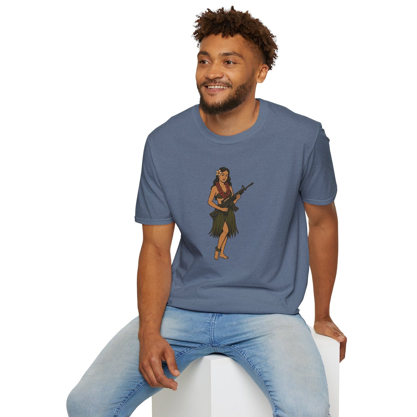 Hula Girl Packin' Heat Dark colors Unisex T-Shirt by theGreenDragonTavern.shop