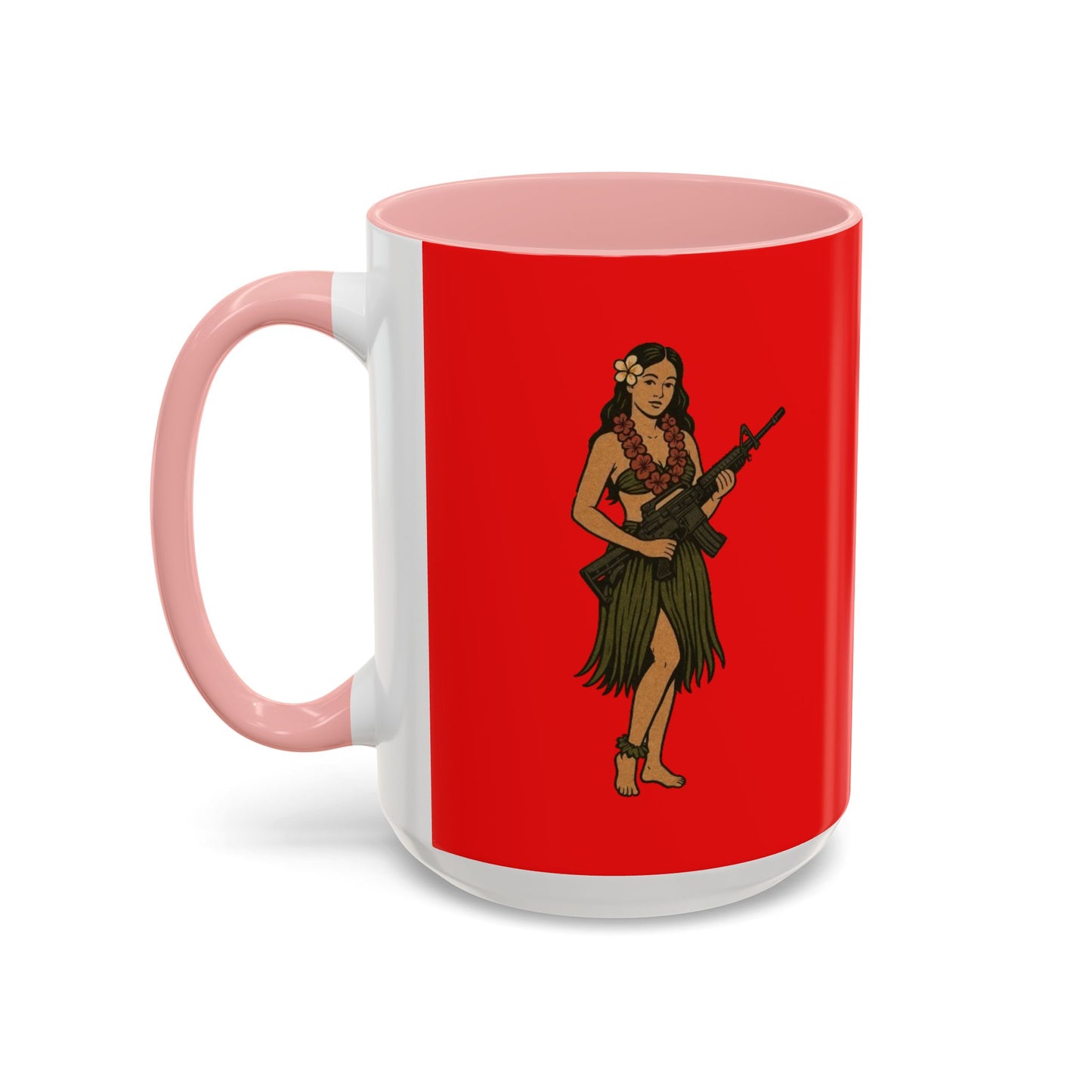 Hula Girl Packin' Heat Red Accent Mug by theGreenDragonTavern.shop