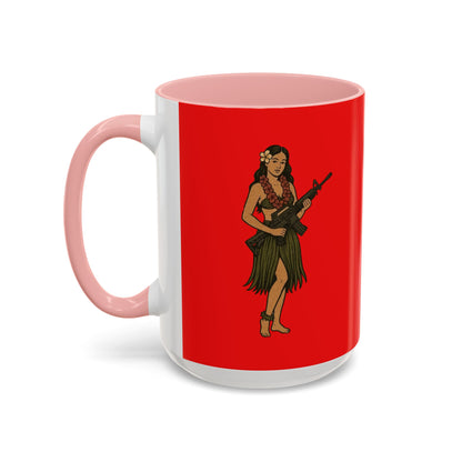 Hula Girl Packin' Heat Red Accent Mug by theGreenDragonTavern.shop