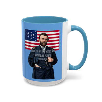 "Traitors and Patriots" Ulysses Grant Light Blue Accent Mug by theGreenDragonTavern.shop