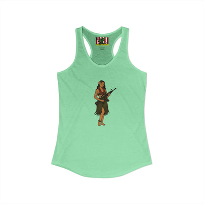 Hula Girl Packin' Heat Women's Racerback Tank Top by theGreenDragonTavern.shop