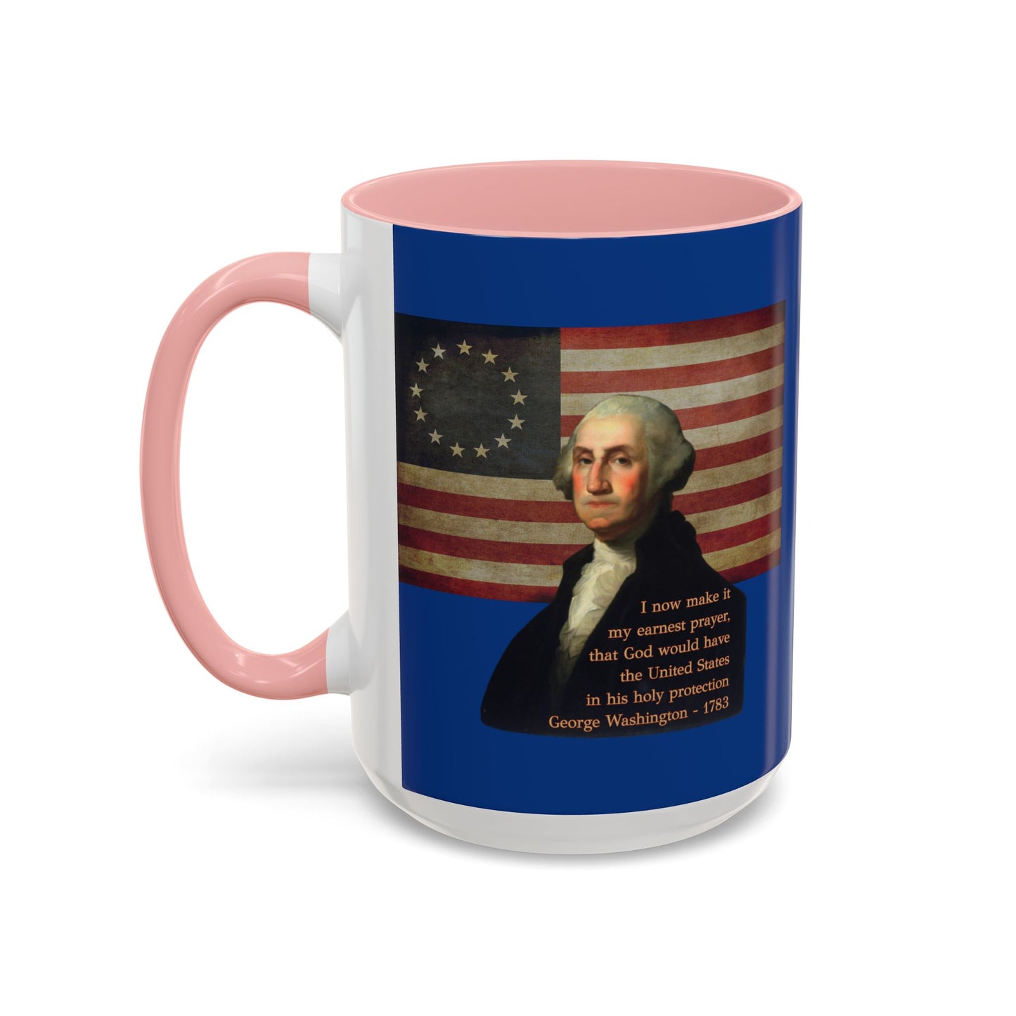 Washington's Earnest Prayer Dark Blue Accent Mug by theGreenDragonTavern.shop