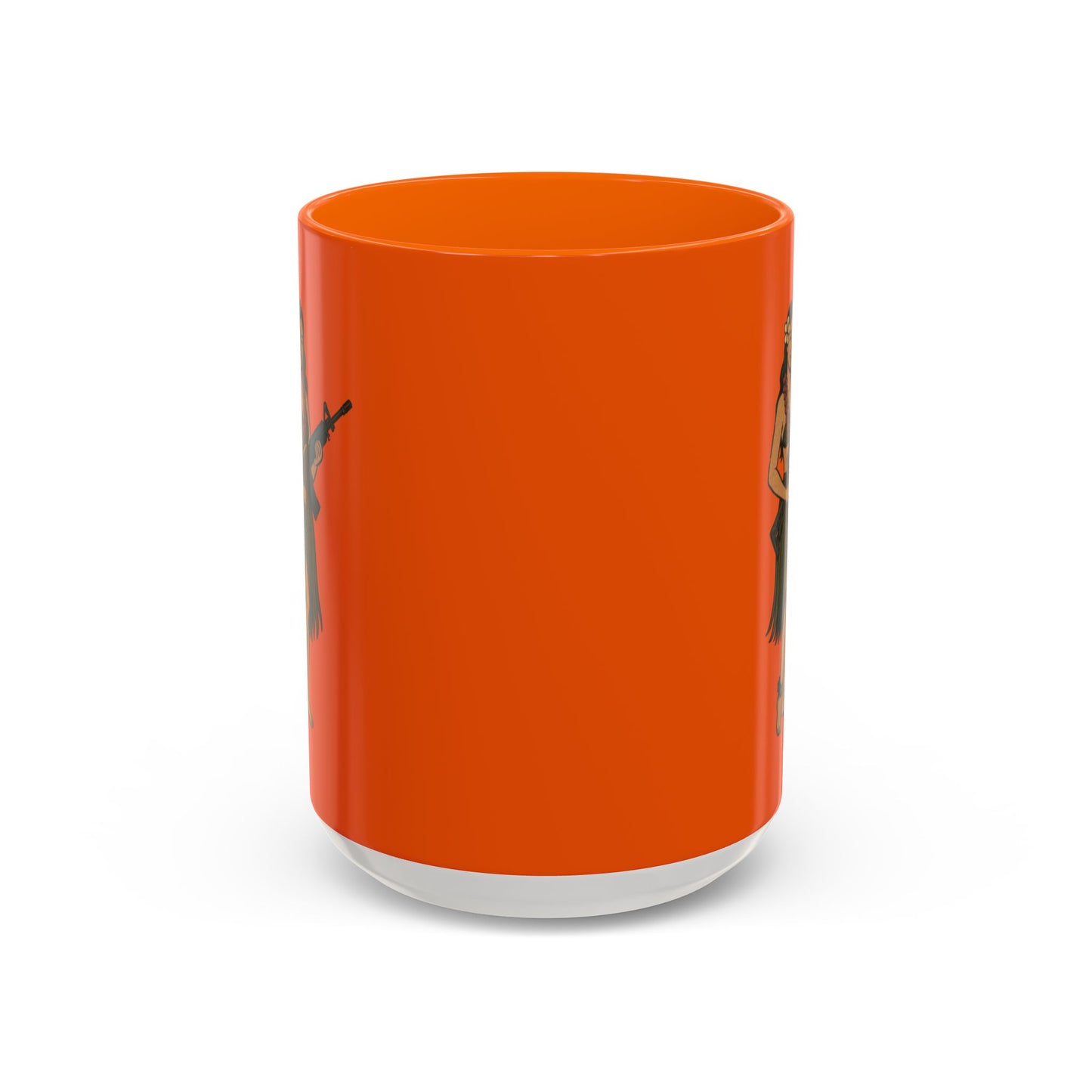 Hula Girl Packin' Heat Orange Accent Mug by theGreenDragonTavern.shop