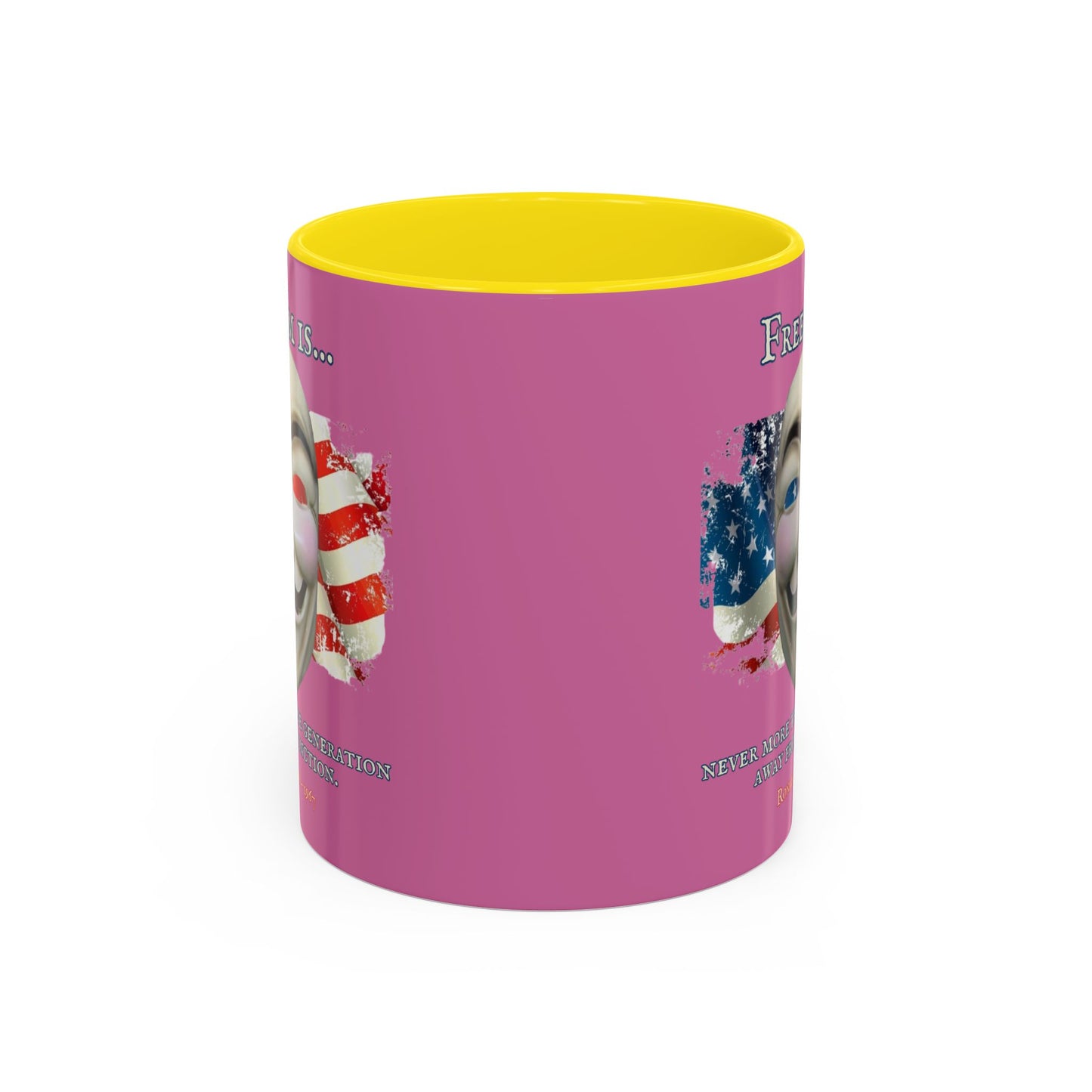 Ronald Reagan Freedom Vendetta Pink Accent Mug by theGreenDragonTavern.shop