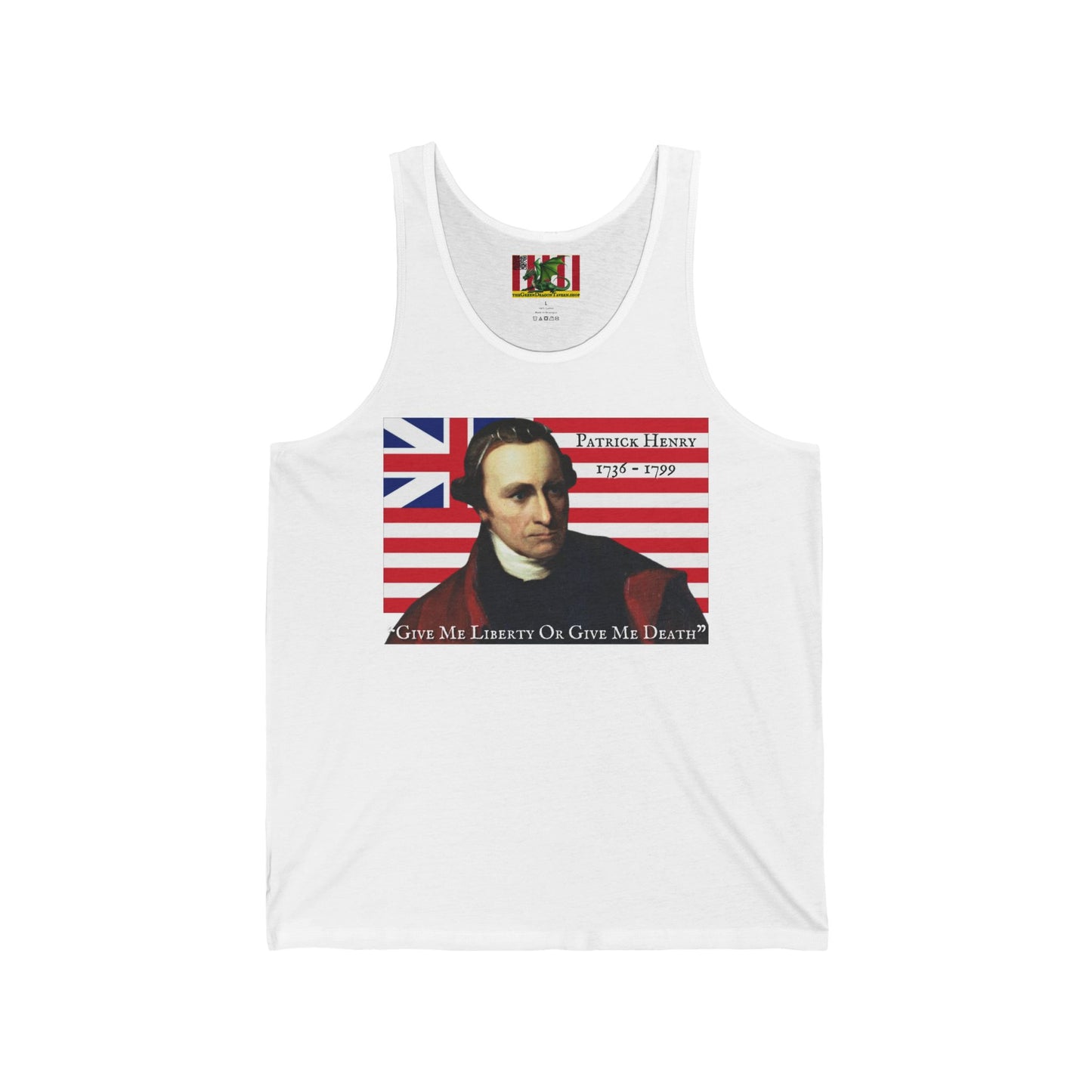Patrick Henry Unisex Jersey Tank Top by theGreenDragonTavern.shop