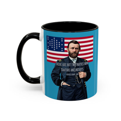 "Traitors and Patriots" Ulysses Grant Turquoise Accent Mug by theGreenDragonTavern.shop
