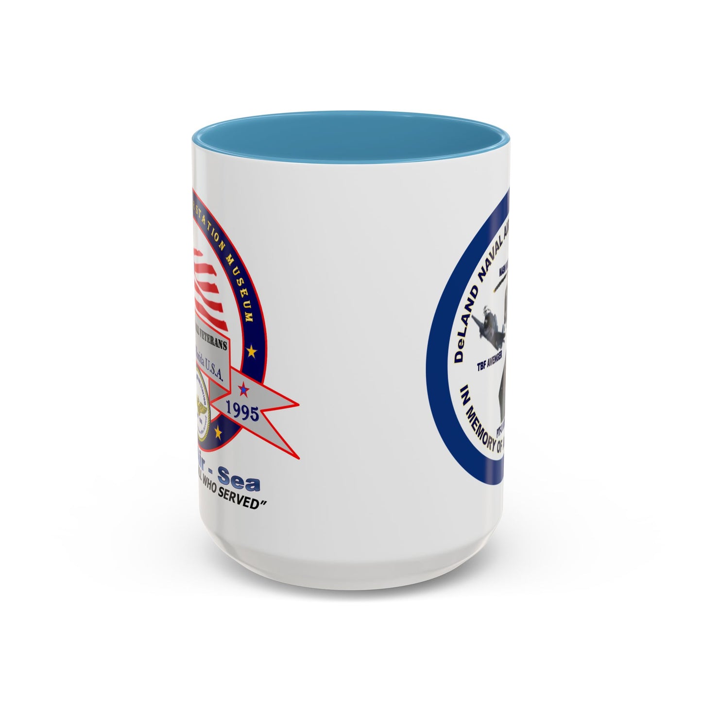 DNASM 2-sided, Founding & Student Art w/Navy Ring White Accent Mug by theGreenDragonTavern.shop