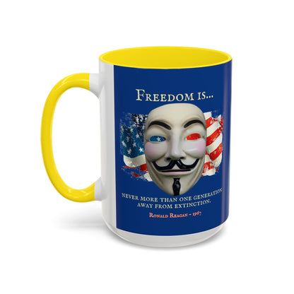 Ronald Reagan Freedom Vendetta Blue Accent Mug by theGreenDragonTavern.shop